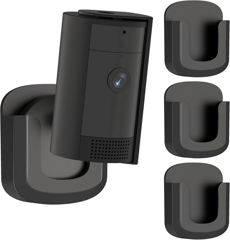 Pefecon 3 Pack Wall Mount Bracket for Camera, Adhesive Camera Mount, No Drill No Screws(Black, Camera not Included) - Image 1